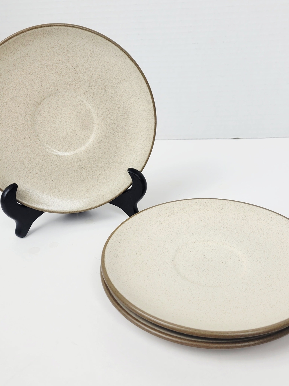 Vtg 70s~Heath Ceramics Sandalwood Coupe Line Saucer~6"~Set of 3